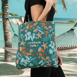 Bolso De Tela Summer Beach Vibes Family Trip Retro Teal Custom