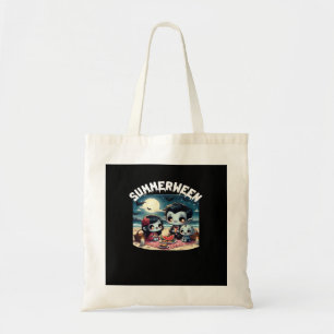 Bolso De Tela Summerween con una familia de vampiros en la playa