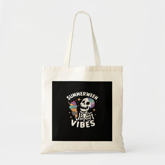 Bolso De Tela Summerween Summer Halloween Funny Skeleton Ice Cre (Frente)