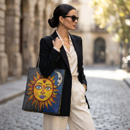 Bolso De Tela Sun and Moon Tote Bag with Colorful Celestial Art