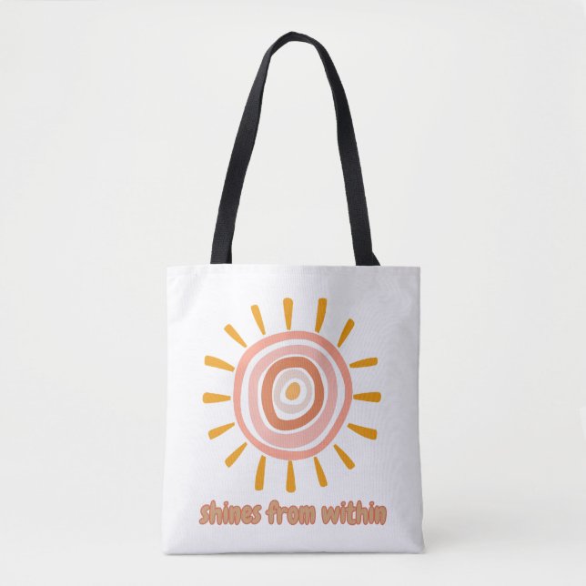 Bolso De Tela Sun Boho Art: "Shine from within" quote for self-e (Anverso)