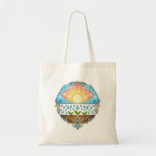 Bolso De Tela Sun Rain Growth Nature Symbol Illustration design  (Frente)