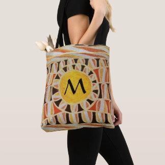 Bolso De Tela SUN SOLAR ENERGY MONOGRAM Naranja amarillo negro