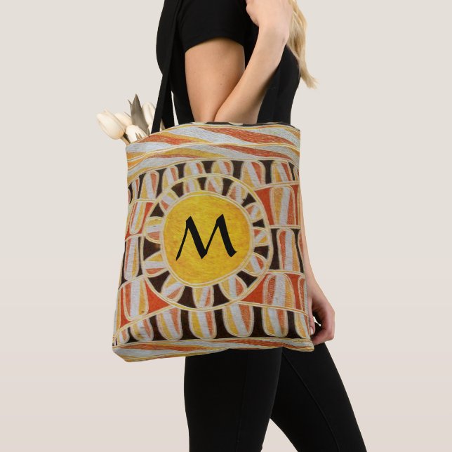 Bolso De Tela SUN SOLAR ENERGY MONOGRAM Naranja amarillo negro (Detalle)