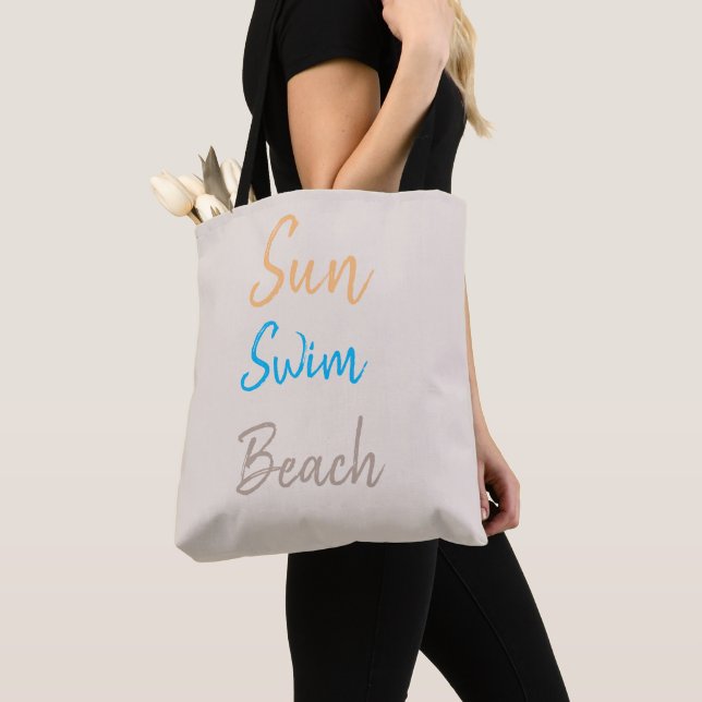 Bolso De Tela Sun Swim Beach Minimal (Detalle)
