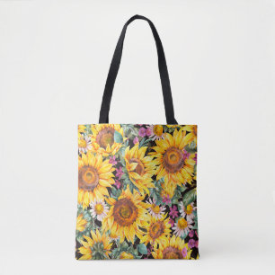 Bolso De Tela Sunflower acuarela verano vintage sin costuras