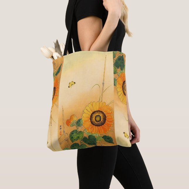 Bolso De Tela SUNFLOWER ,BUTTERFLY,GREEN DEJA Floral japonesa (Detalle)