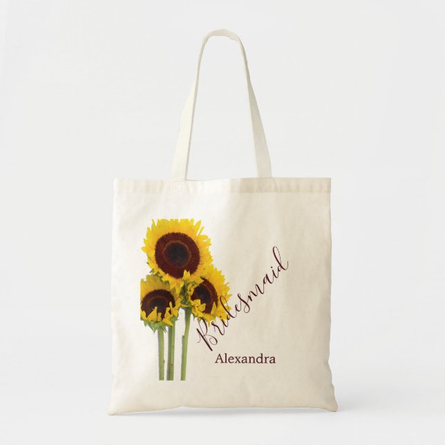 Bolso De Tela Sunflower Personal Bridesmaid Flor Rusa (Frente)
