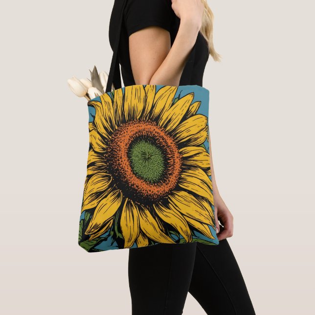BOLSO DE TELA SUNFLOWER TOTE PURSE FOR MOM (Detalle)