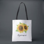Bolso De Tela Sunflower Watercolor Floral Boda Bridesmaid<br><div class="desc">Esta bolsa de tote de girasol puede ser personalizada con un nombre. Cuenta con flores acuáticas de bonito. Esta bolsa forma parte de la colección de Bodas de acuarela de girasol que incluye una amplia gama de artículos de papelería boda y regalos de novias con este diseño. Visite la página...</div>
