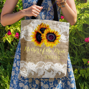 Bolso De Tela Sunflowers burlap boda de encaje madre de la novia