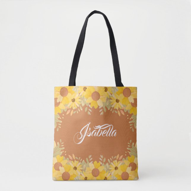Bolso De Tela Sunflowers in bloom Fall lovers custom  (Anverso)