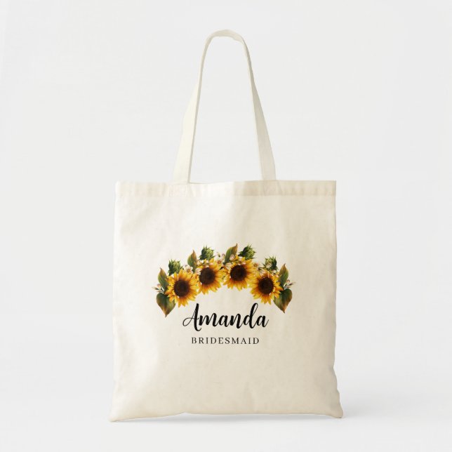 Bolso De Tela Sunflowers Mínima Bridesmaid Tote Bag (Frente)