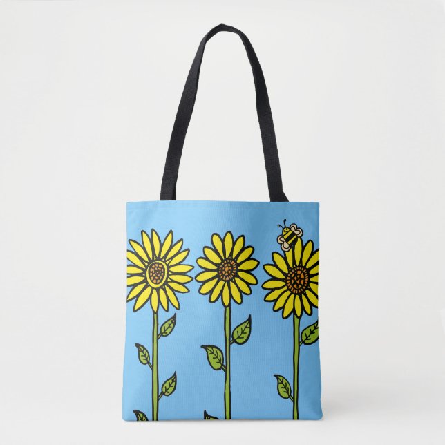 Bolso De Tela Sunflowers y Bumble Bee (Anverso)