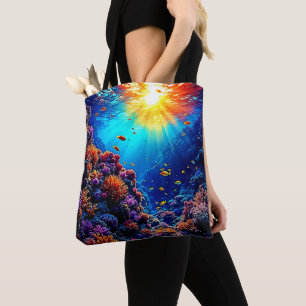 Bolso De Tela Sunlit Coral Reef Wonderland