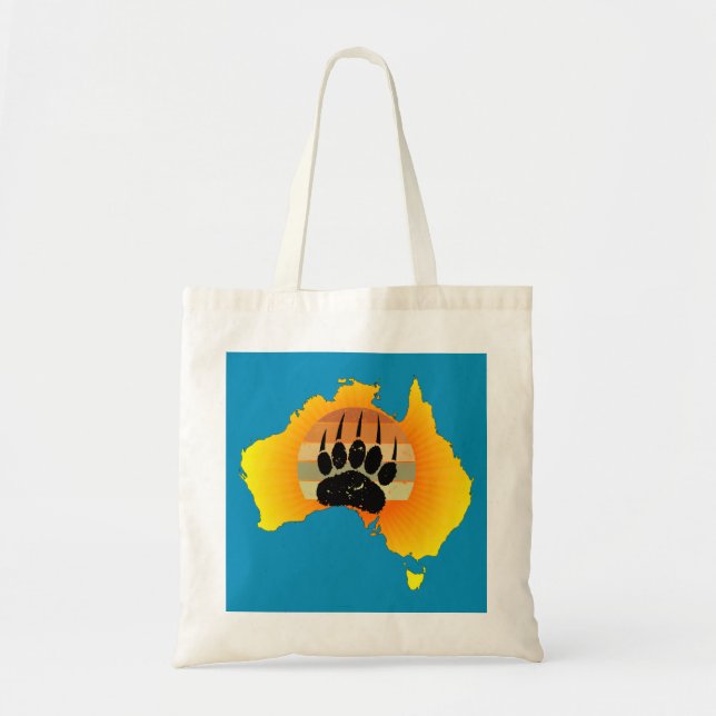 Bolso De Tela Sunny Australia Map Bear Bear con Retro Sunset (Frente)
