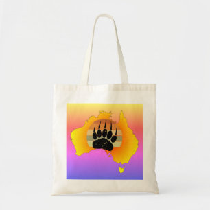 Bolso De Tela Sunny Australia Map Bear Bear con Retro Sunset