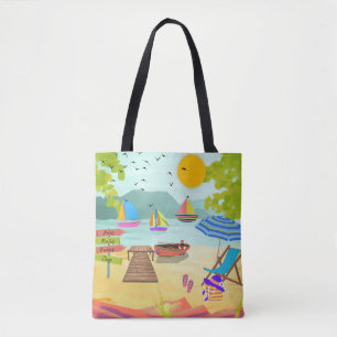 Bolso De Tela Sunny Beach Town Vacation Tourist