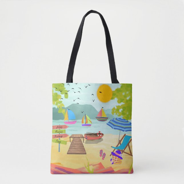 Bolso De Tela Sunny Beach Town Vacation Tourist (Anverso)