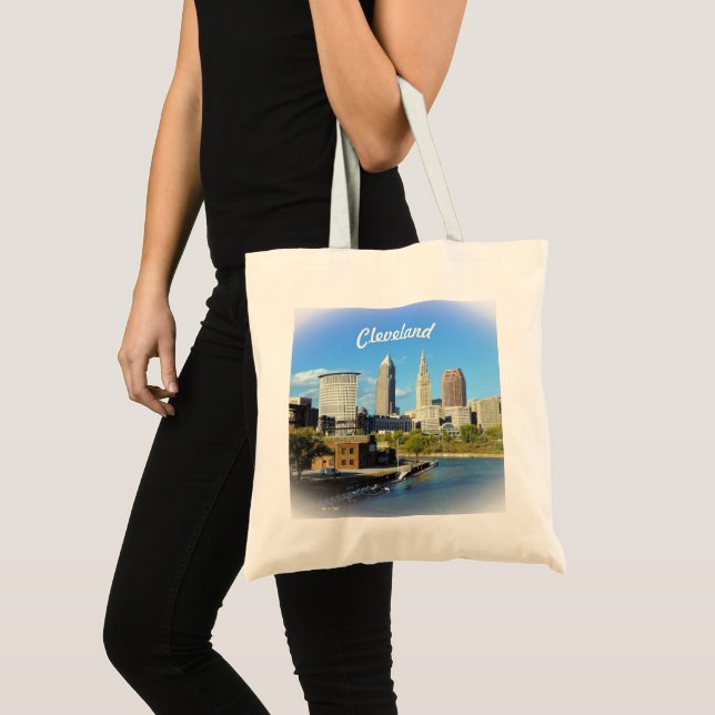 Bolso De Tela Sunny Cleveland River Skyline (Anverso (producto))
