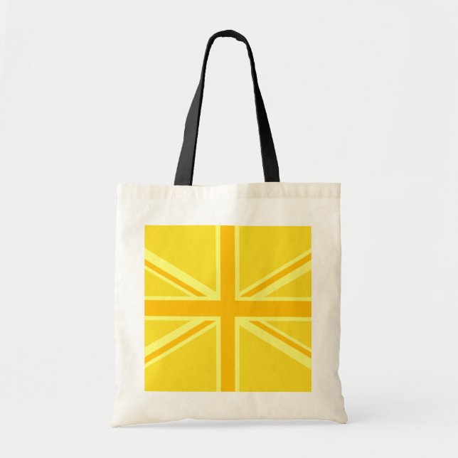 Bolso De Tela Sunny Yellow Union Jack British Flag Decour (Frente)
