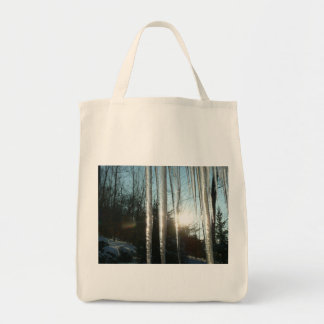 Bolso De Tela Sunrise Through Icicles Winter Nature Photography