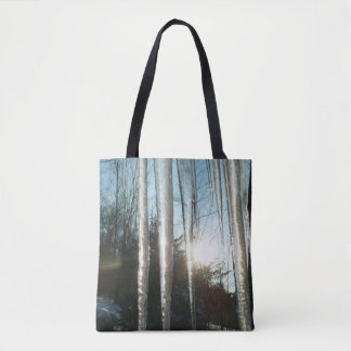 Bolso De Tela Sunrise Through Icicles Winter Nature Photography
