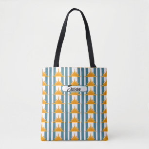 Bolso De Tela Suns amarillas naranjas en franjas Verde azuladas