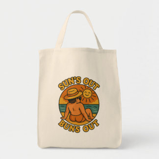 Bolso De Tela Suns Out Buns Out Funny Summer Beach