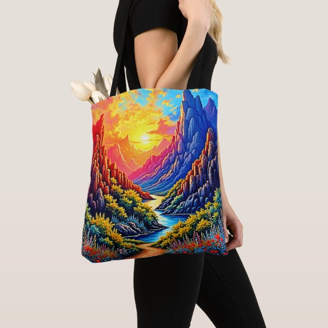 Bolso De Tela  Sunset Canyon River Art (Detalle)