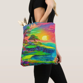 Bolso De Tela Sunset Cliff Paradise Art