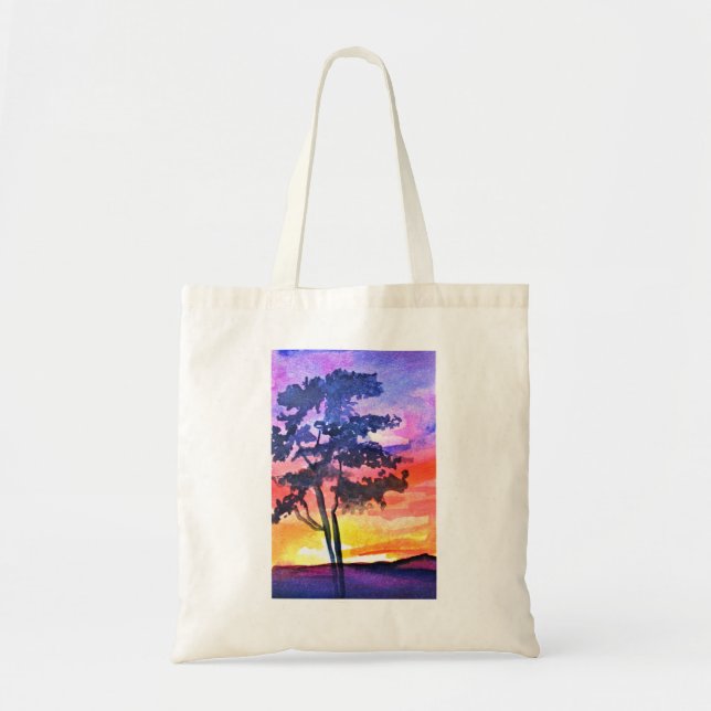 Bolso De Tela Sunset Dreaming paisaje acuarela arte (Frente)
