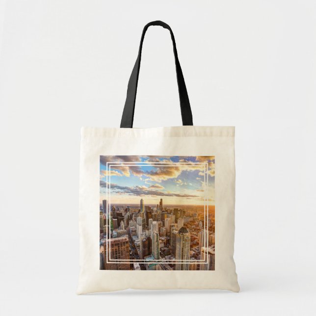 Bolso De Tela Sunset Over Chicago (Frente)