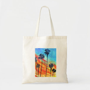 Bolso De Tela Sunset Palm Tree beach surf art