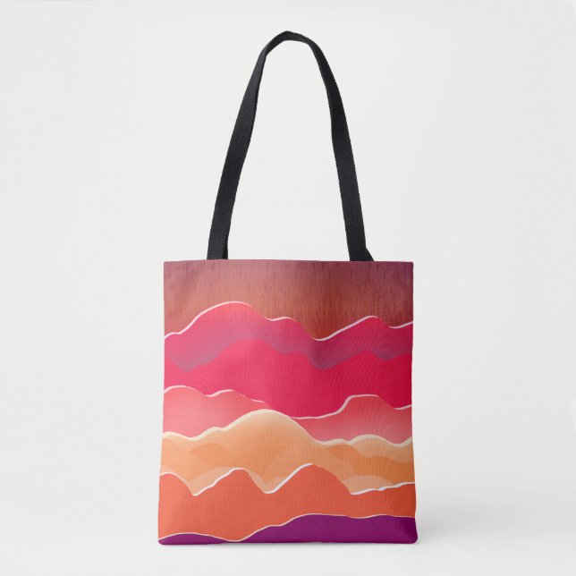 Bolso De Tela Sunset Peaks Moderno Paper Collage Art (Anverso)