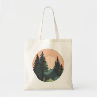 Bolso De Tela Sunset Pines - Tranquilo paisaje montañoso arte