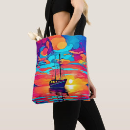 Bolso De Tela Sunset Sailboat Dreamscape