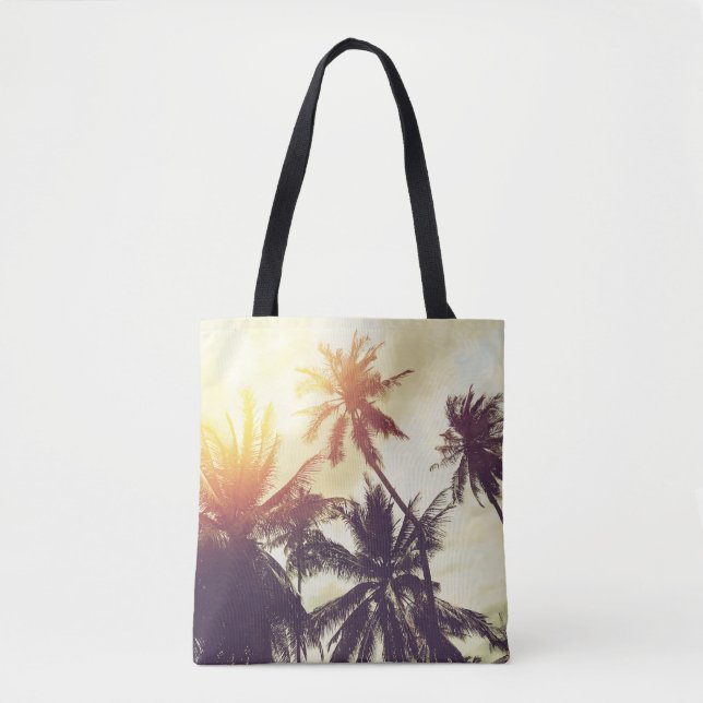 Bolso De Tela Sunset tropical: Palm Silhouette Vintage (Anverso)