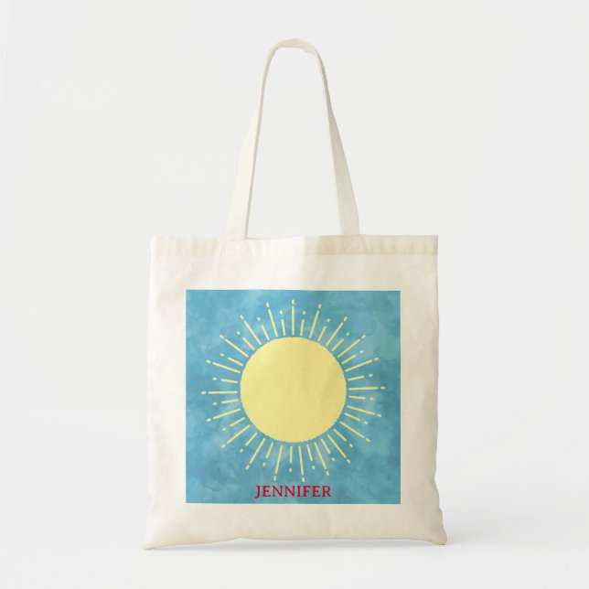 Bolso De Tela Sunshine Amarillo Con Nombre Personalizado De Ciel (Frente)