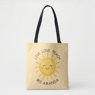 Bolso De Tela Sunshine Live Love Teach Personalized Teacher 