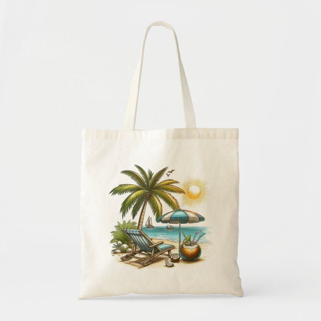 Bolso De Tela Sunshine Palm Beach vacaciones (Frente)