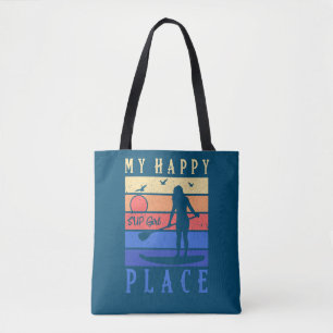 Bolso De Tela SUP Chica Mi lugar feliz Placa de remo de agua bas