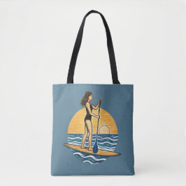Bolso De Tela SUP Paddle Atardecer | Gráfica de Paddleboard Azul