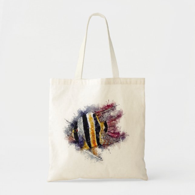 Bolso De Tela Super Cute AngelFish Aquarelle Aquarium idea de re (Frente)