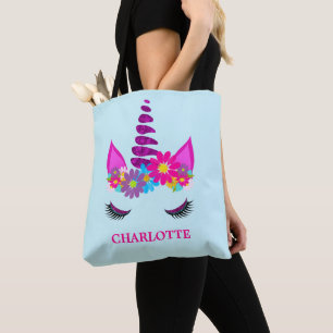 Bolso De Tela Super Cute Giry personalizada con flores de unicor