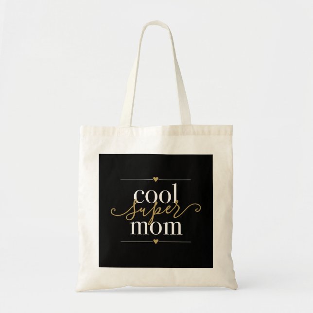 Bolso De Tela Super Mamá Moderna De Guay Elegante Negro Y Oro (Frente)