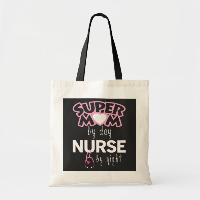 Bolso De Tela Super Mamá por enfermera de día de noche (Frente)