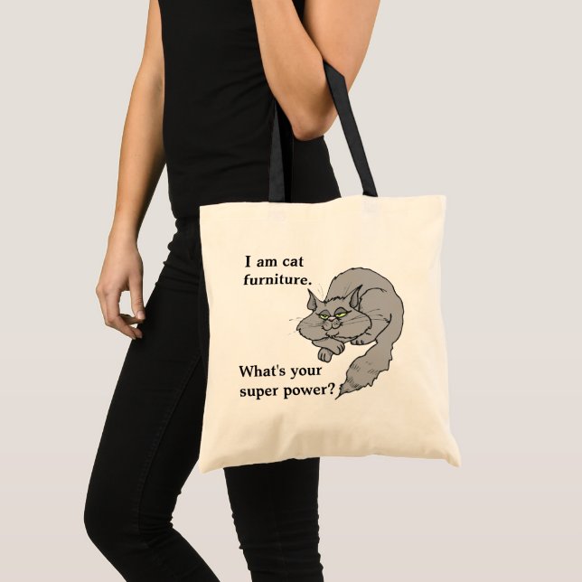 Bolso De Tela Super poder de gato divertido (Anverso (producto))