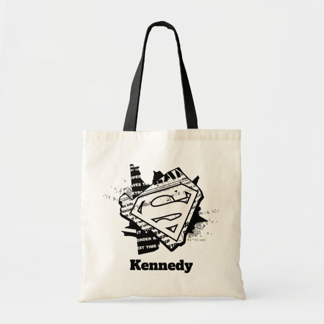 Bolso De Tela Supergirl Newsprint S-Shield (Frente)