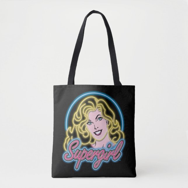 Bolso De Tela Supergirl Retro Neon Lights Graphic (Anverso)